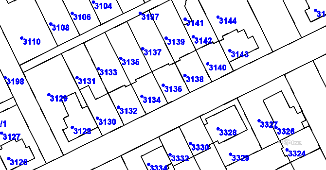 Parcela st. 3136 v KÚ Záběhlice, Katastrální mapa
