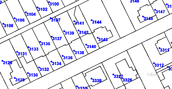 Parcela st. 3140 v KÚ Záběhlice, Katastrální mapa