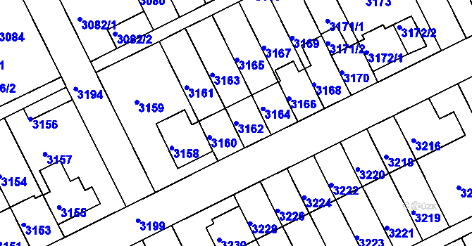 Parcela st. 3162 v KÚ Záběhlice, Katastrální mapa