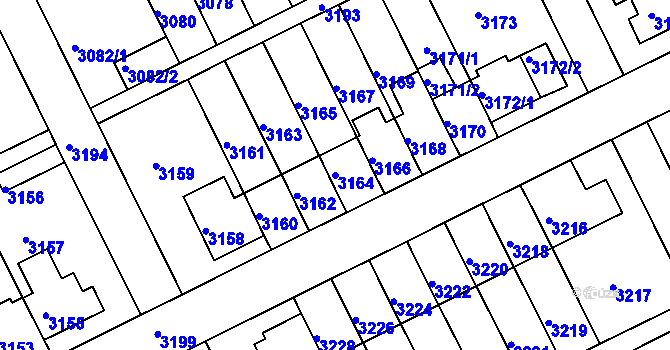 Parcela st. 3164 v KÚ Záběhlice, Katastrální mapa