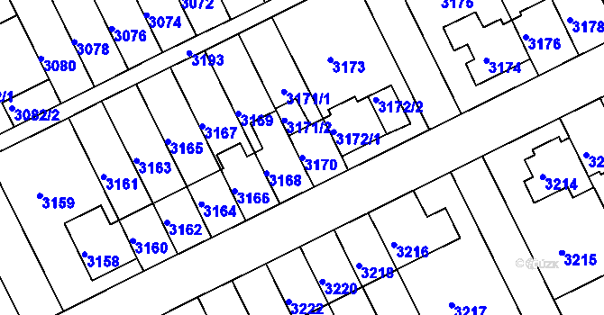 Parcela st. 3170 v KÚ Záběhlice, Katastrální mapa