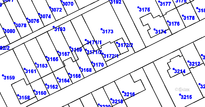Parcela st. 3172/1 v KÚ Záběhlice, Katastrální mapa