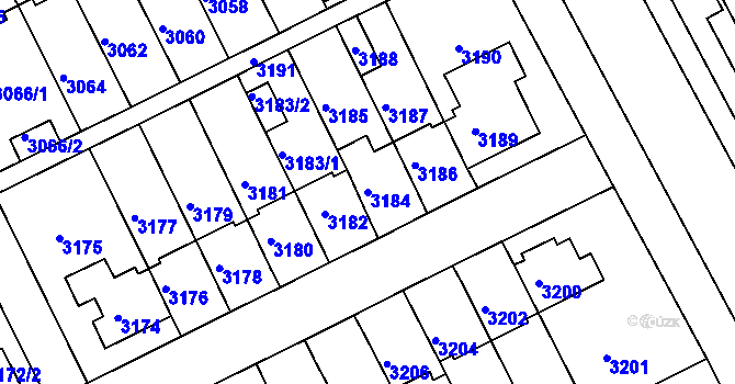 Parcela st. 3184 v KÚ Záběhlice, Katastrální mapa