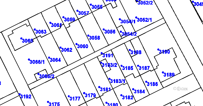 Parcela st. 3191 v KÚ Záběhlice, Katastrální mapa