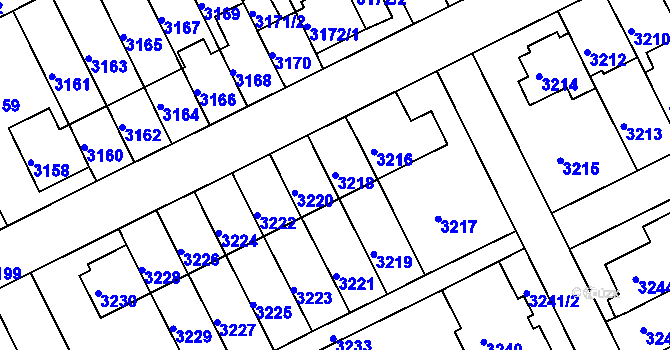 Parcela st. 3218 v KÚ Záběhlice, Katastrální mapa