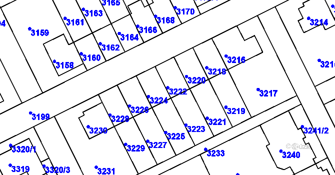 Parcela st. 3222 v KÚ Záběhlice, Katastrální mapa