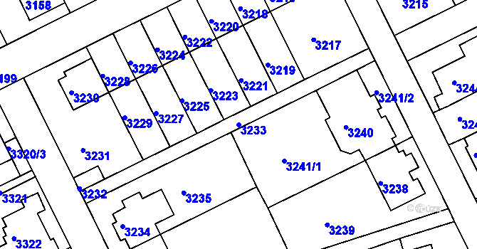 Parcela st. 3233 v KÚ Záběhlice, Katastrální mapa