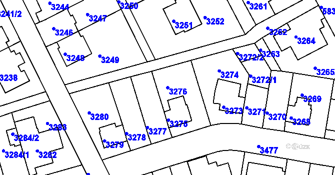 Parcela st. 3276 v KÚ Záběhlice, Katastrální mapa