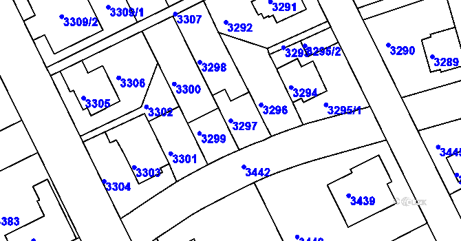 Parcela st. 3297 v KÚ Záběhlice, Katastrální mapa