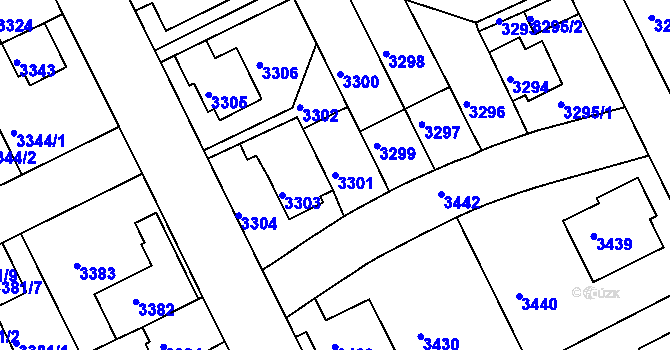 Parcela st. 3301 v KÚ Záběhlice, Katastrální mapa