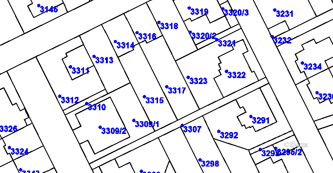 Parcela st. 3317 v KÚ Záběhlice, Katastrální mapa