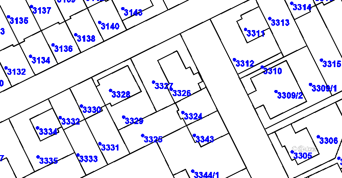 Parcela st. 3326 v KÚ Záběhlice, Katastrální mapa