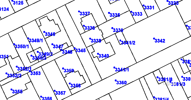 Parcela st. 3340 v KÚ Záběhlice, Katastrální mapa