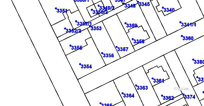 Parcela st. 3356 v KÚ Záběhlice, Katastrální mapa