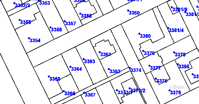 Parcela st. 3361 v KÚ Záběhlice, Katastrální mapa