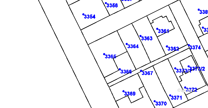 Parcela st. 3365 v KÚ Záběhlice, Katastrální mapa