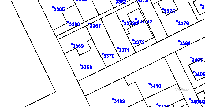Parcela st. 3370 v KÚ Záběhlice, Katastrální mapa