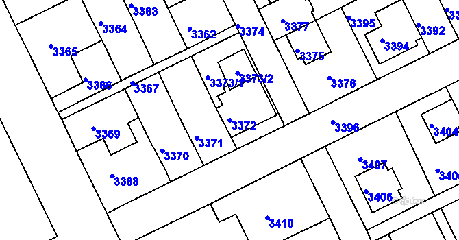 Parcela st. 3372 v KÚ Záběhlice, Katastrální mapa