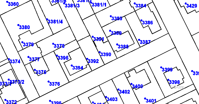 Parcela st. 3390 v KÚ Záběhlice, Katastrální mapa