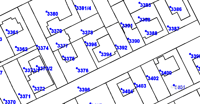 Parcela st. 3394 v KÚ Záběhlice, Katastrální mapa