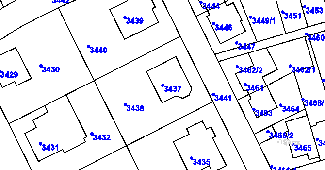 Parcela st. 3437 v KÚ Záběhlice, Katastrální mapa