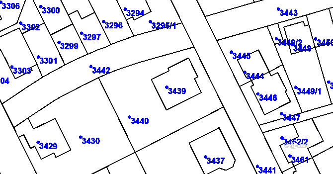 Parcela st. 3439 v KÚ Záběhlice, Katastrální mapa