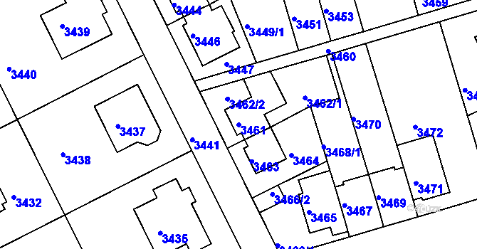 Parcela st. 3461 v KÚ Záběhlice, Katastrální mapa