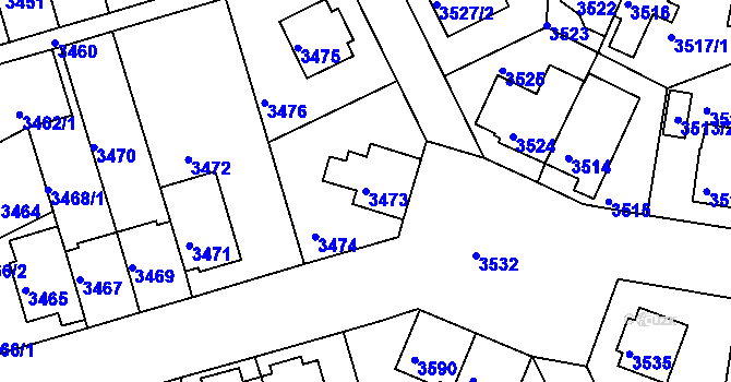 Parcela st. 3473 v KÚ Záběhlice, Katastrální mapa