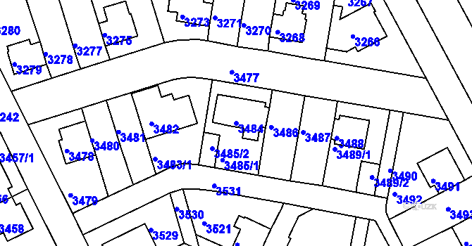 Parcela st. 3484 v KÚ Záběhlice, Katastrální mapa