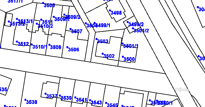 Parcela st. 3502 v KÚ Záběhlice, Katastrální mapa