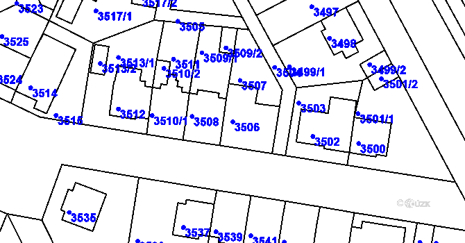Parcela st. 3506 v KÚ Záběhlice, Katastrální mapa