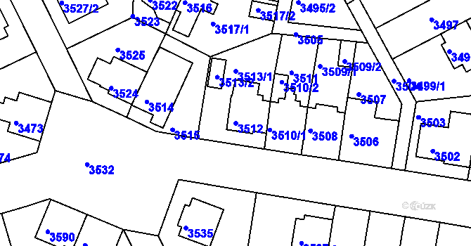 Parcela st. 3512 v KÚ Záběhlice, Katastrální mapa