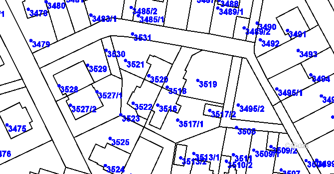Parcela st. 3518 v KÚ Záběhlice, Katastrální mapa
