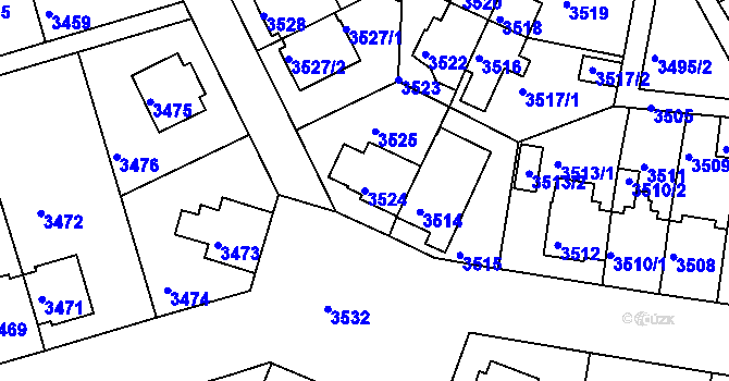 Parcela st. 3524 v KÚ Záběhlice, Katastrální mapa