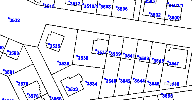 Parcela st. 3537 v KÚ Záběhlice, Katastrální mapa