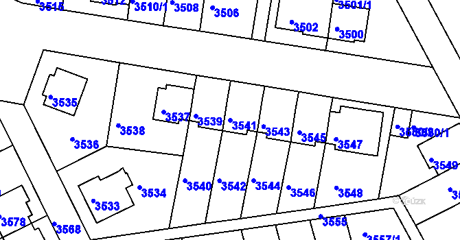 Parcela st. 3541 v KÚ Záběhlice, Katastrální mapa