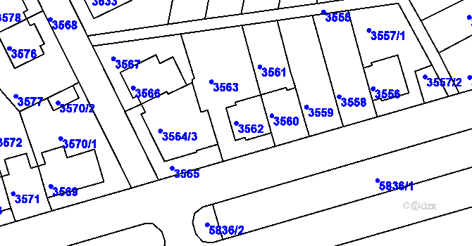 Parcela st. 3562 v KÚ Záběhlice, Katastrální mapa