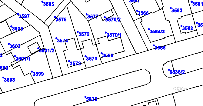Parcela st. 3569 v KÚ Záběhlice, Katastrální mapa