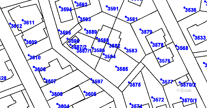 Parcela st. 3584 v KÚ Záběhlice, Katastrální mapa
