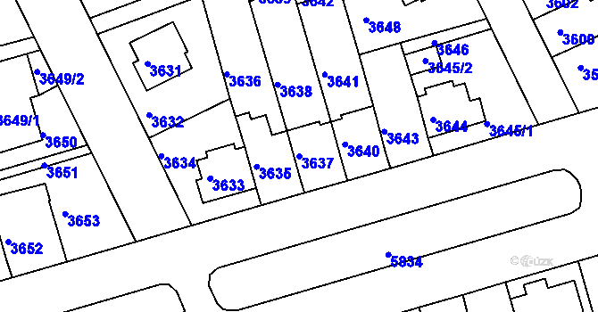 Parcela st. 3637 v KÚ Záběhlice, Katastrální mapa