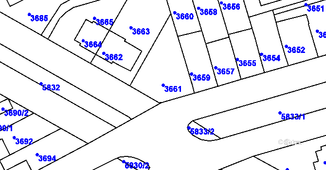 Parcela st. 3661 v KÚ Záběhlice, Katastrální mapa