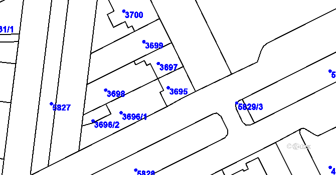 Parcela st. 3695 v KÚ Záběhlice, Katastrální mapa