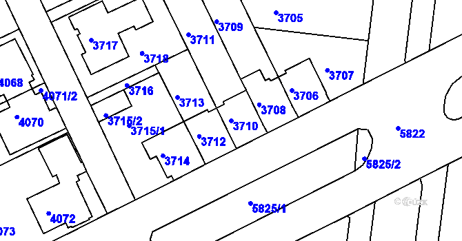 Parcela st. 3710 v KÚ Záběhlice, Katastrální mapa
