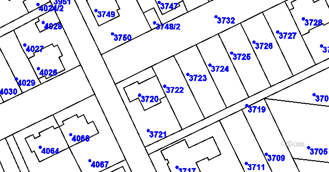 Parcela st. 3722 v KÚ Záběhlice, Katastrální mapa
