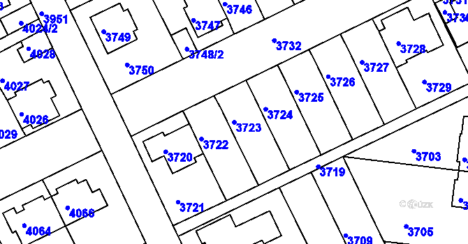 Parcela st. 3723 v KÚ Záběhlice, Katastrální mapa