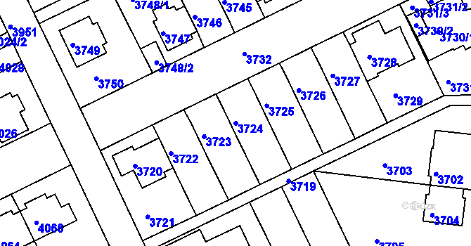 Parcela st. 3724 v KÚ Záběhlice, Katastrální mapa