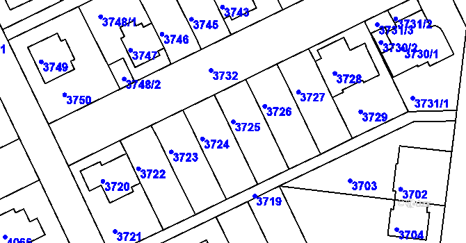 Parcela st. 3725 v KÚ Záběhlice, Katastrální mapa