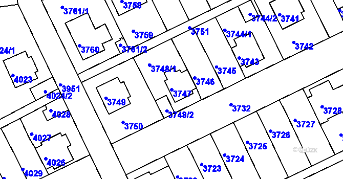 Parcela st. 3747 v KÚ Záběhlice, Katastrální mapa