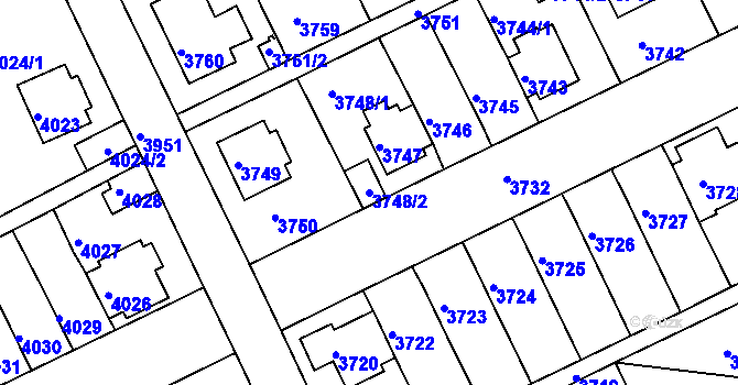 Parcela st. 3748/2 v KÚ Záběhlice, Katastrální mapa