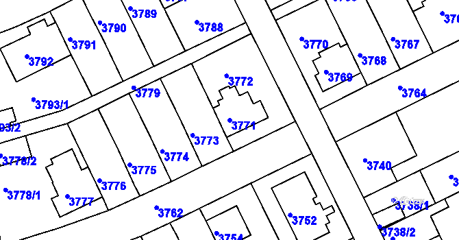 Parcela st. 3771 v KÚ Záběhlice, Katastrální mapa